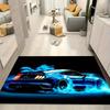 Blauer Sportwagen Design Teppich, für Wohnzimmer, Schlafzimmer, Spielzimmer Dekor - Auto Kunst Bodenmatte