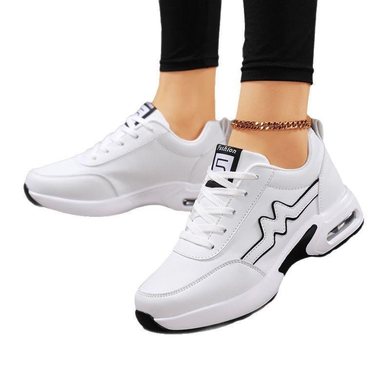 New Large-size Leather Dad Shoes for Women, Breathable and Versatile Thick-soled Heightening Sports and Leisure Shoes, Real Air Cushion