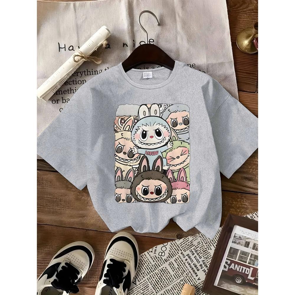Cute Labubu Design T-shirt With A Classic Labubu Pose Is Suitable For Women's Casual Sportswear, Perfect For All Seasons