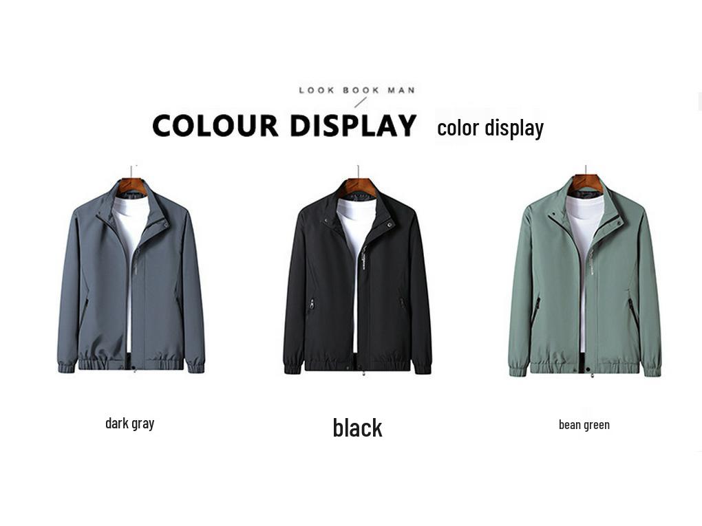 Men's Stand-up Collar Jacket - Spring/Autumn 2024 Korean Casual Plus Size Student Outerwear