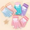 5 Colors Winter Kindergarden Kids Five-Finger Cartoon Knitted Gloves Girls Warm Thickened Plush Gloves Cute Bunny Gloves 3-5Y