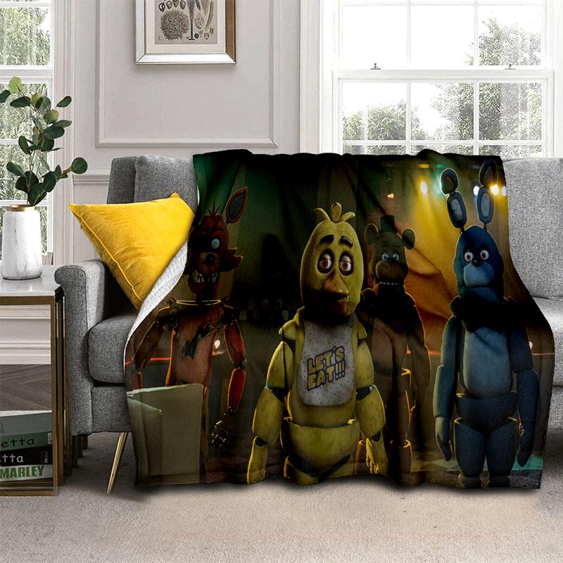 Horror Game F-FNAF Freddy Movie Flannel Blanket Soft Warm Throw Blanket for Bedroom Living Room Bed Travel Camping Picnic Gift