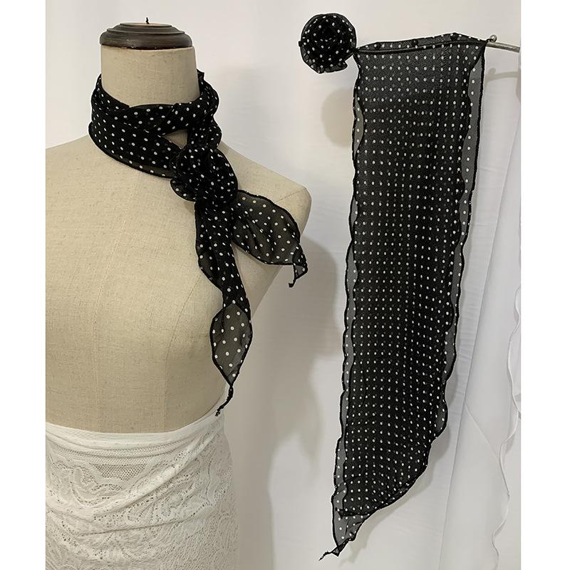 

Элегантный длинный атласный шарф с цветком розы, мягкий, чистый цвет, шифоновый шейный платок, украшение для воротника, шифоновый платок, шарфы