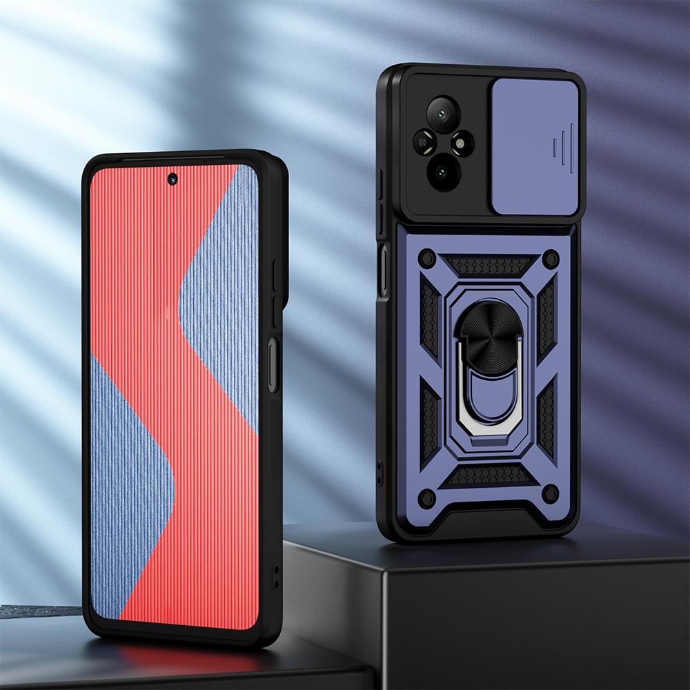 

Противоударный защитный чехол KEYSION для Realme C67 4G, защитное кольцо для объектива камеры, подставка, задняя крышка для телефона OPPO Realme 12 Lite for Realme C67 темно-синий