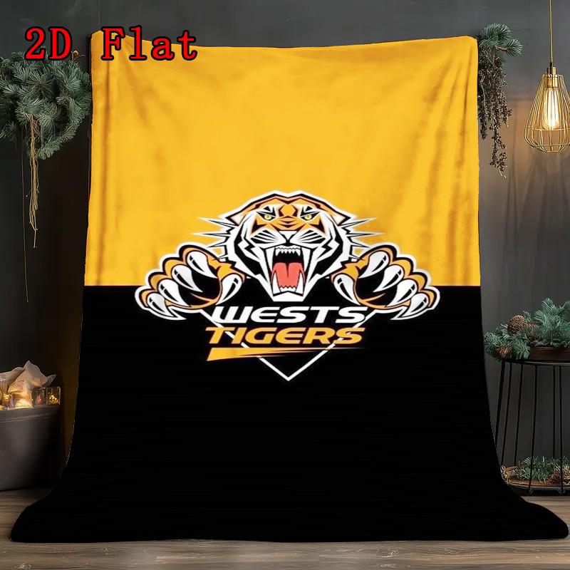 Wests Tigers 2D Flat Pattern Flannel Blanket High quality All Seasons Warmth and Comfort Perfect for Christmas Gifts.MMT0918352