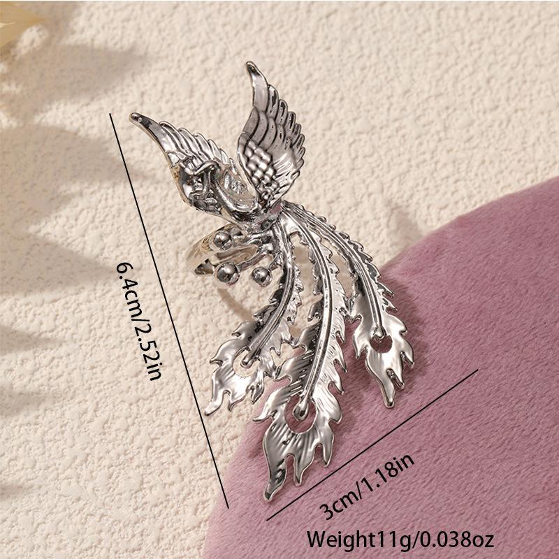 Ancient living phoenix wing ring gold-plated high-end exquisite design wedding decoration