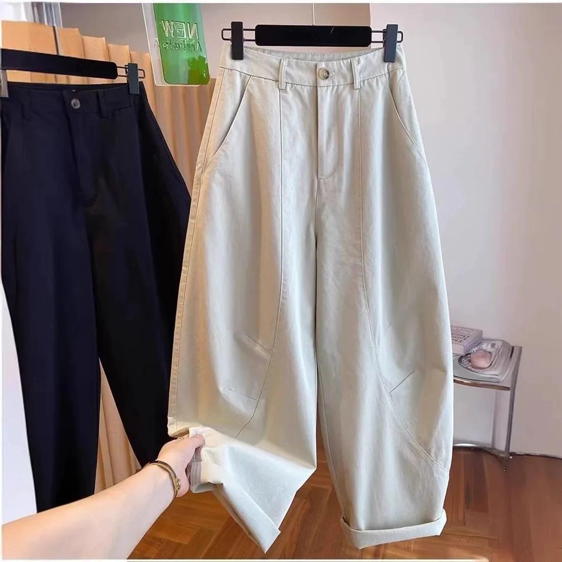 

Women Loose Casual Pants High Waist Wide Legs Trousers Korean Fashion Versatile Female Suit Straight Pants S чорний