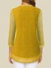 Women's European & American V-neck 3/4 Sleeve Printed Chiffon Loose Plus Size Top