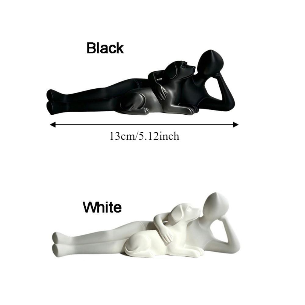 3D-gedruckte abstrakte Figuren, liegend auf Hundefigur, romantische Kunststoff-Haustier-Interaktions-Szenen-Ornamente, warme Figuren, Hundefiguren