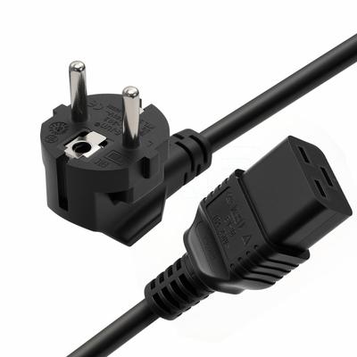 DRRI Europe Schuko Plug CEE 7-7 Plug 16A 250V - IEC 60320 C19 Power Cord for Servers  PDUs  PC Computers  Monitors
