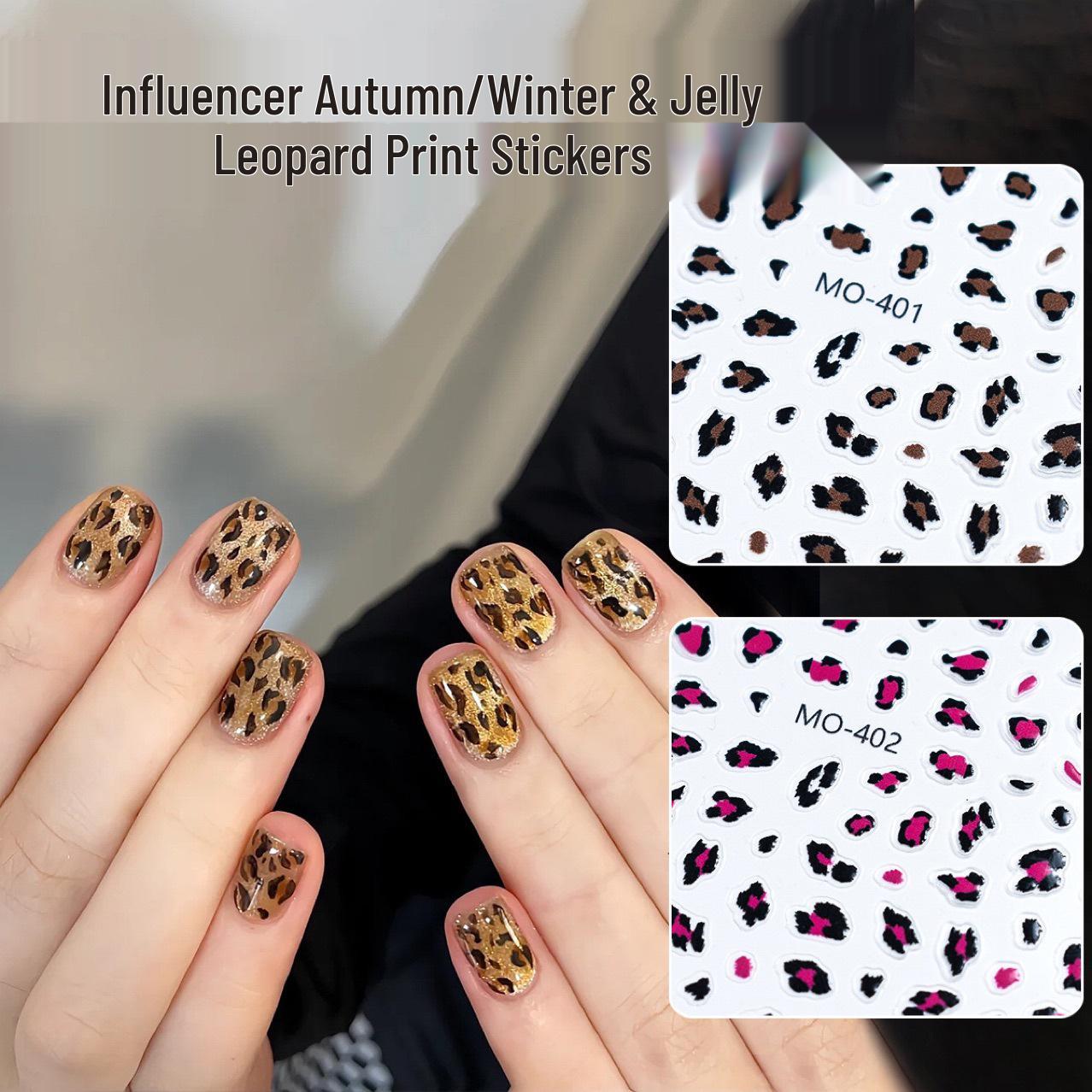 

Autumn & Winter Leopard Print Nail Stickers - Trendy Jelly Colored Nail Art Decals