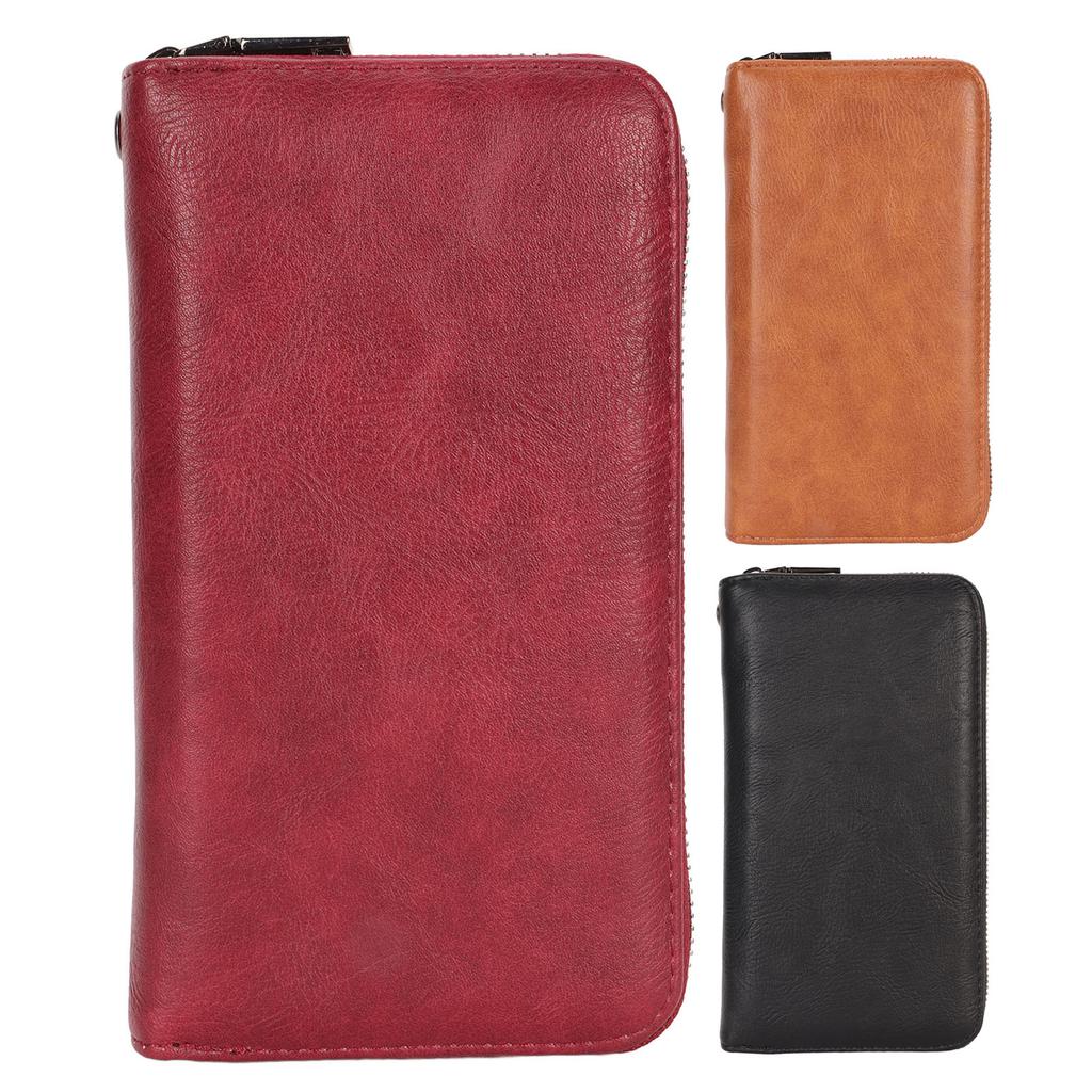 Credit Card Wallet 36 Card Slots Safe PU Leather Long  Case Purse with Hand Strap for ID Card 