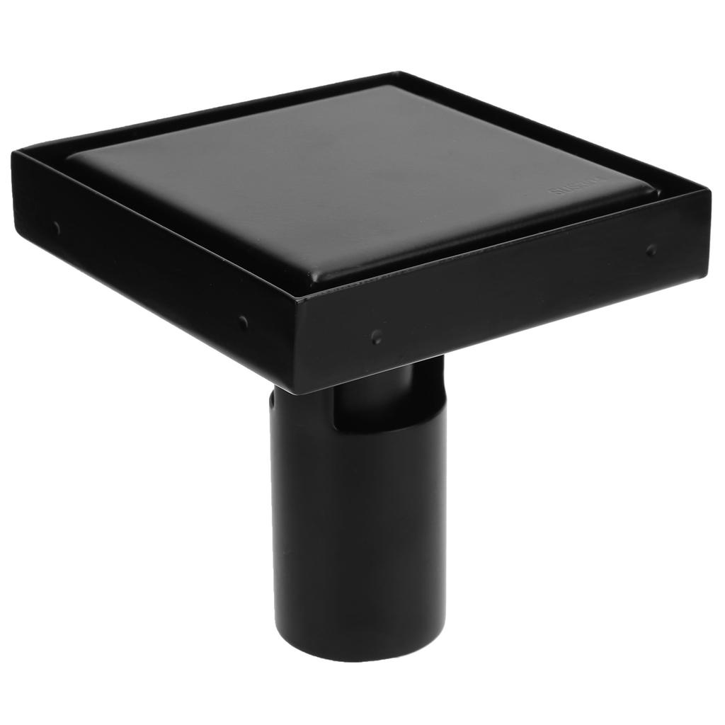 Floor Drain with Removable Cover SUS304 Stainless Steel Square Drain Set 10x10cm Black
