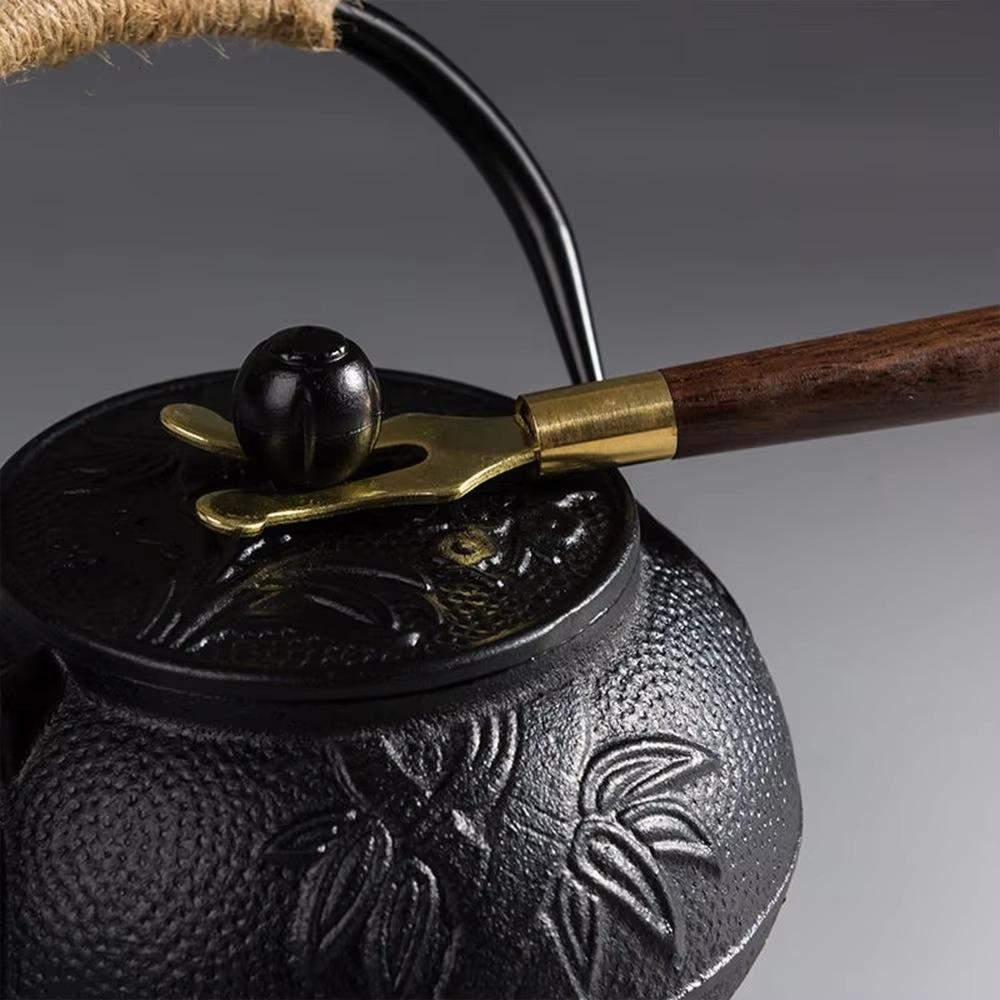 Wood Copper Tea Kettle Cover Fork 17cm Kung Fu Tea Tools New Teapot Lid Clip for Cast Iron Teapot