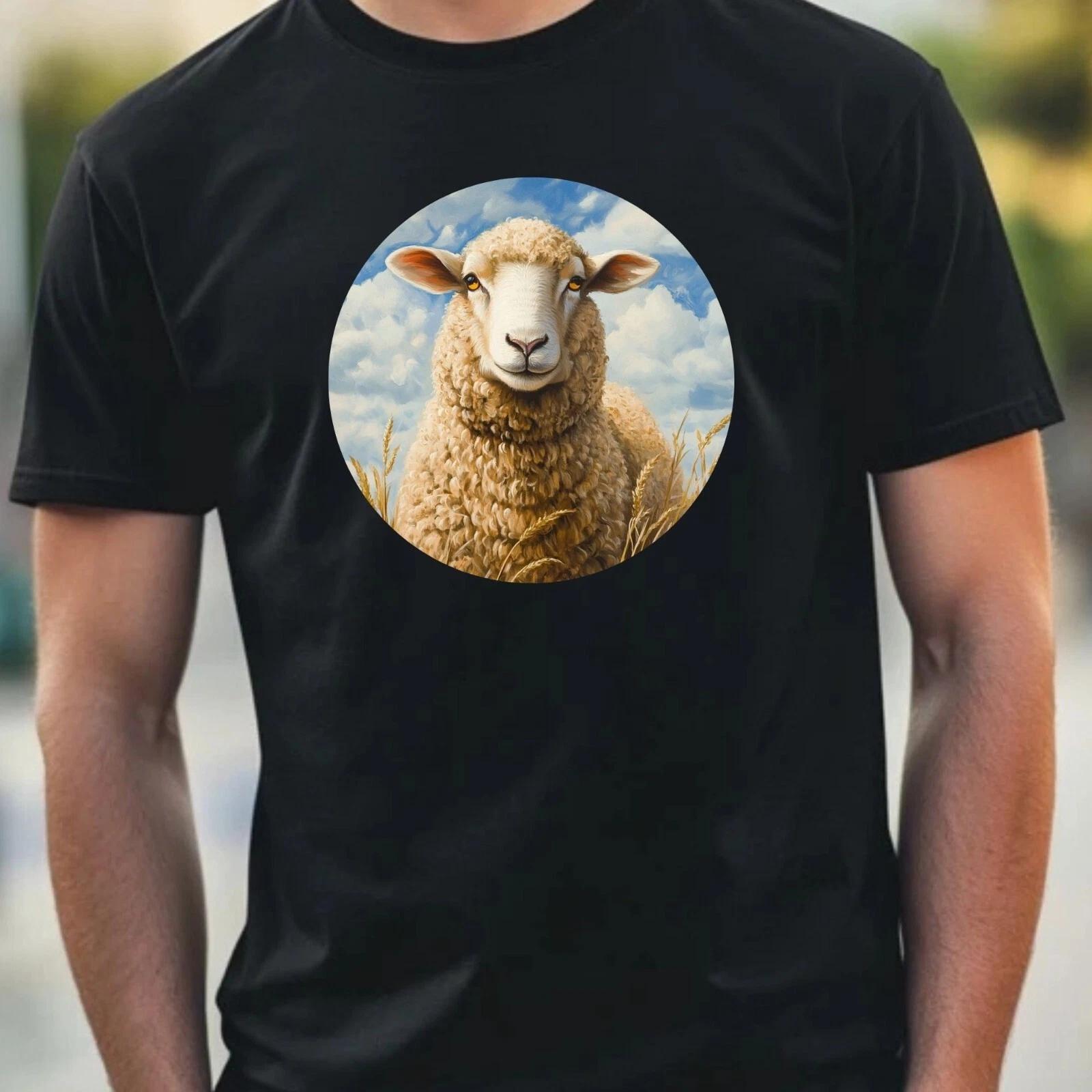 T-Shirt Herren Schaf Portrait Motiv Baumwolle Größe XS bis 5XL XXXXL