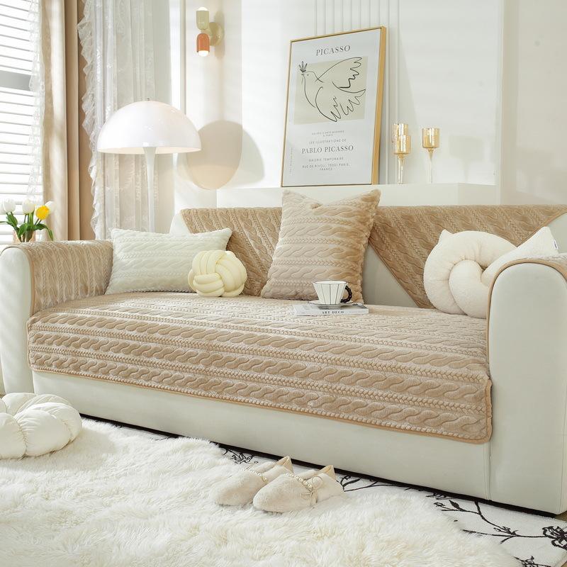 

Cream Wind Rabbit Plush Sofa Cushion Autumn And Winter Cover Cloth Towel Non-Slip Cushion Winter Sofa Cover Premium Seat Cushion 70*70cm