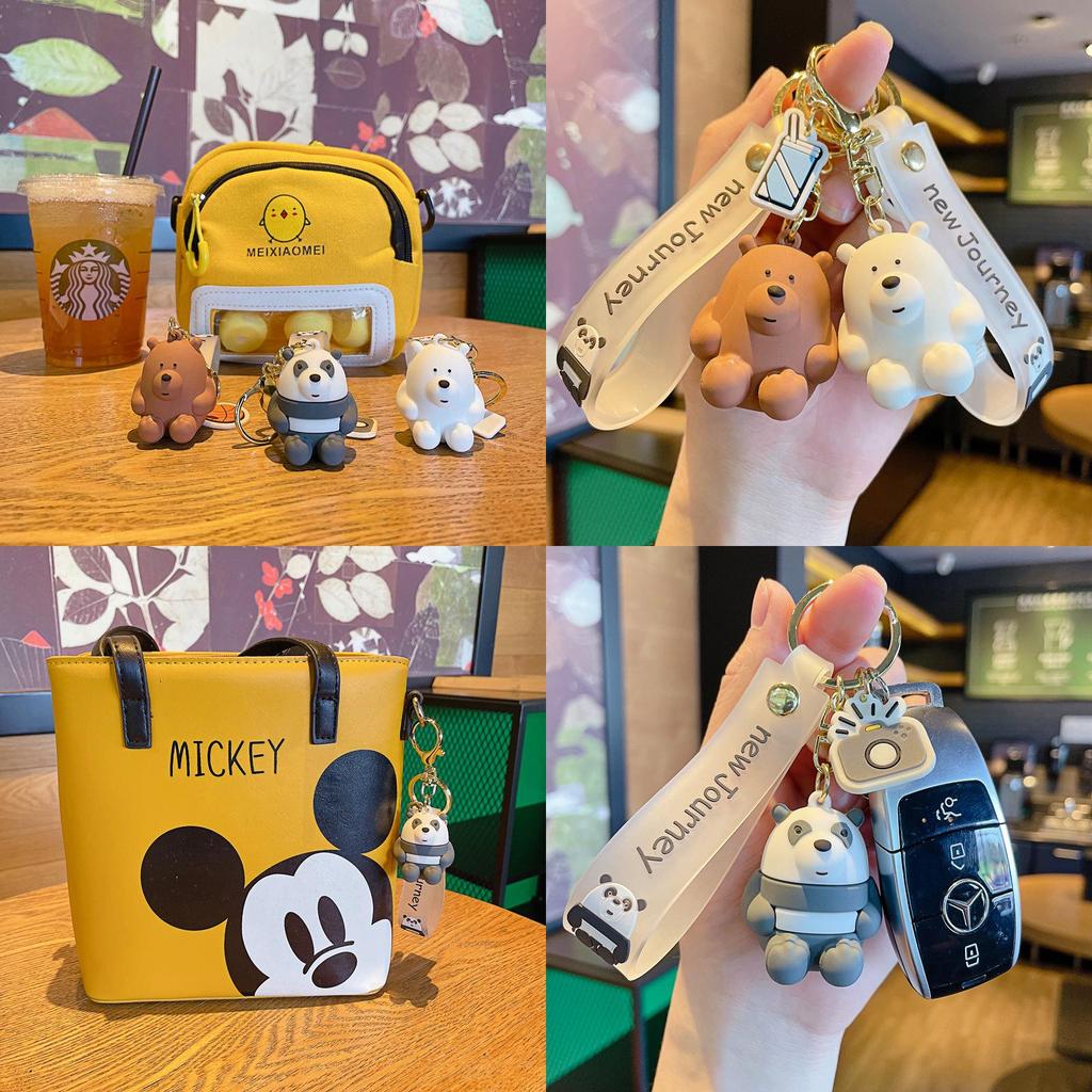 Cute Cartoon Sitting Bear Keychain Creative Car Bag Accessory Unique Gift For Men And Women
