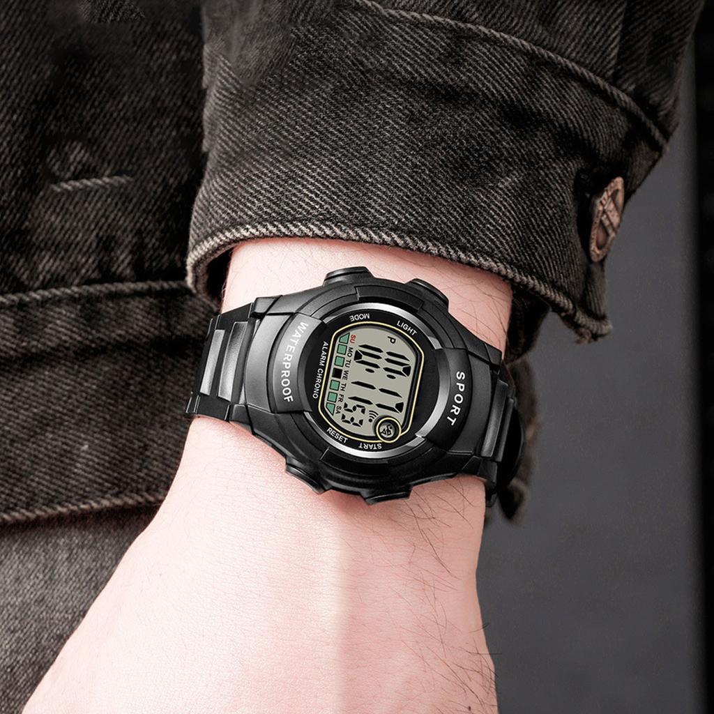 Sport Multifunktional 0M Wasserdicht Vintage Unisex LED Leuchtend Stoppuhr Wecker 12 Grad 24 Stunden Digitale Armbanduhr zum Laufen Klettern