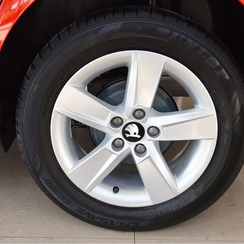 Autoaufkleber 4 Stück 3D 56mm 65mm Autoemblem Radnaben-Mittelkappe Abzeichen Abdeckungen Aufkleber Zubehör Für Skoda Octavia Kodiaq VII Scal