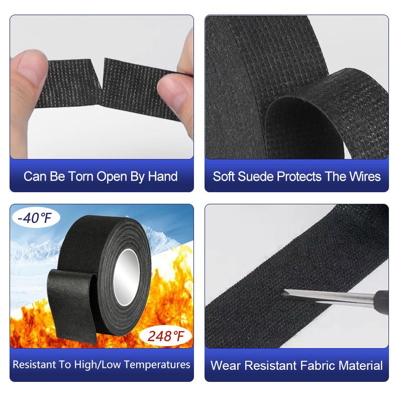 Automotive Wiring Harness Adhesive Tape Noise Reduction Heat Resistance Flame Retardant Electrical Protective Cloth Tape