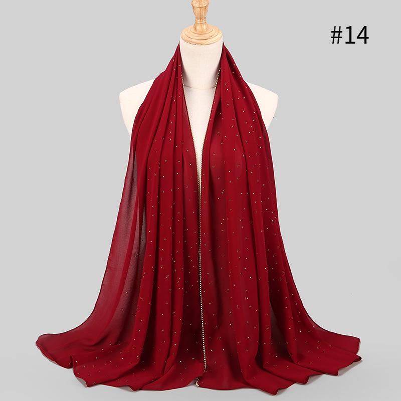 Lain Pearl Bubble Chiffon Diamond Rhinestone Shawl Scarf High Quality Shimmer Beads Headband Wrap Foulard Muslim Hijab Sjaal
