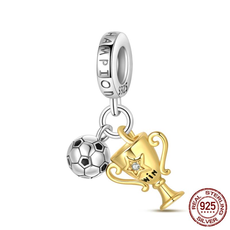 Compatible With Authentic Original Bracelets and 3MM Bracelets Do It Yourself European Football Charm Bead Components 100% Copper Metal High Quality