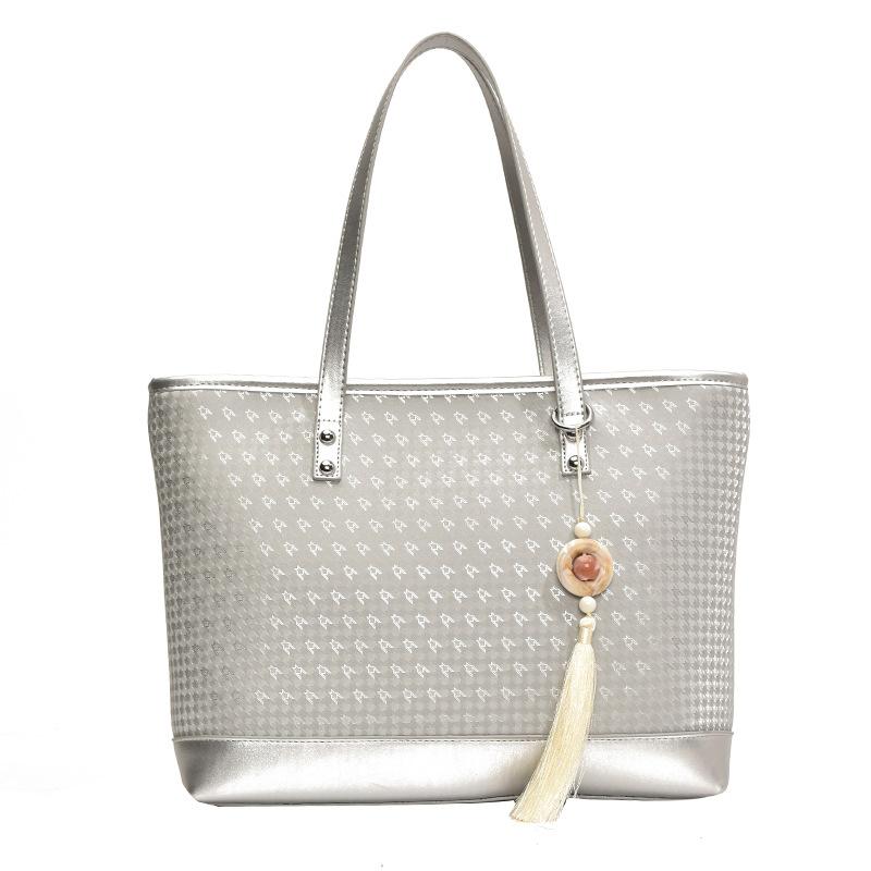 

Ретро большая сумка-тоут с кисточками женская портативная сумка через плечо серебряный