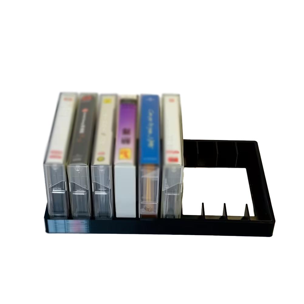 1/2 Pcs Cassette Tape Organizer Rack - 16 Slots For Easy Storage Black Plastic Display Stands Storage Box