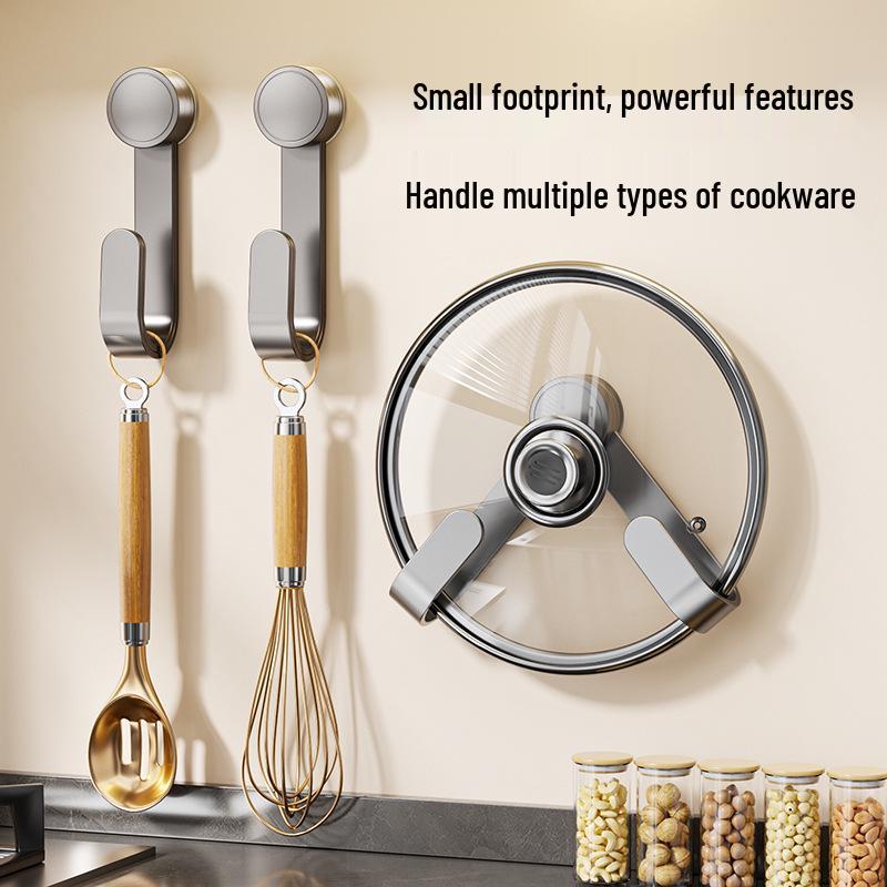 Wall-Mounted Suction Cup Pot Lid & Cutting Board Holder - No-Drill Multifunctional Kitchen Storage Rack.