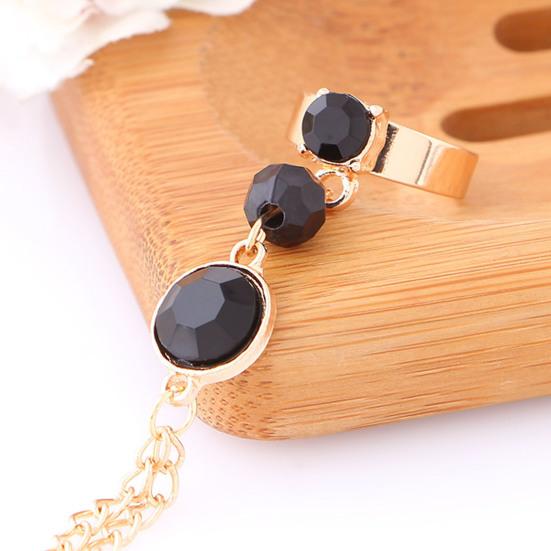 Flower Shape Luxury Hand Harness Bracelet Women Adjustable Finger Ring Bracelet Jewelry