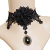 Lace Flower Gem Choker - Women's Fashion Necklace for Nightclubs and Bars