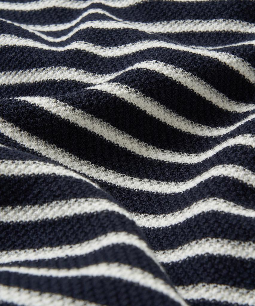 CUZNELLO Multi-Stripe Polo Short Sleeve Knit_Navy