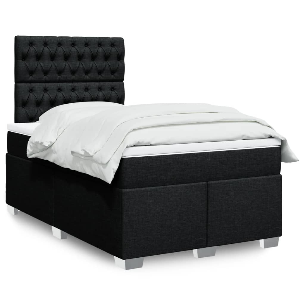 Vidaxl Continental Bed With Mattress, Black, 120X190 Cm, Fabric