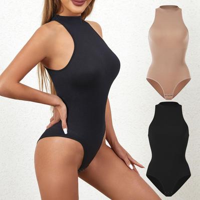 Ärmelloser, runder Ausschnitt, geknöpfter Bodysuit für Damen