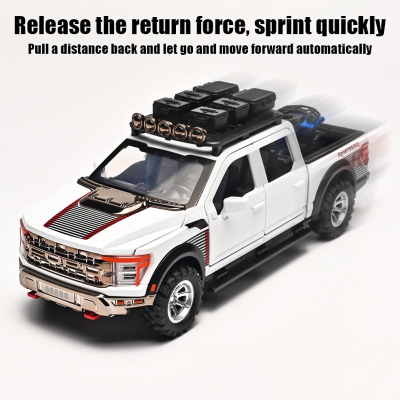 1/24 Ford F150 Off Road Pickup Truck Diecast Model Car Metal Alloy High Simulation Collection Hobby Display Birthday Gift for Friend