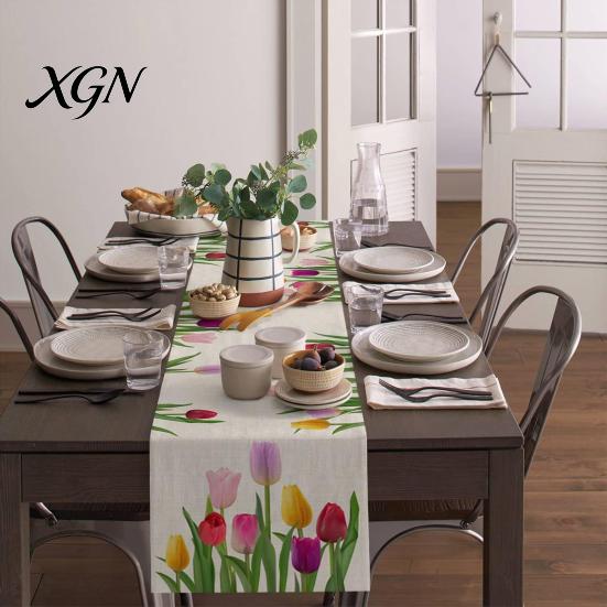 Floral Table Runner for Dining Room Runner, Spring Summer Flower Prints, 72 Inch Botanical Garden Print Farmhouse Cover Home Decor Soft