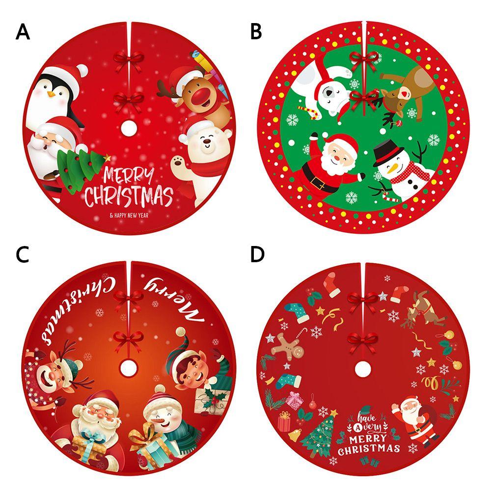 Merry Christmas Floral Happy New Year Christmas Trees Skirt Xmas Floor Cover Party Decor Apron