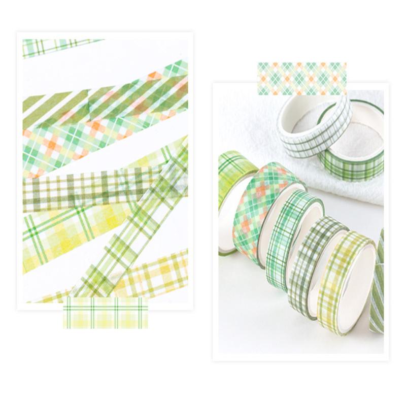 Ensemble de 8 Rouleaux de Ruban Coloré Rétro Grille Couleur Unie Multi-usage Bricolage Arts Artisanat Décoration Pour Journal