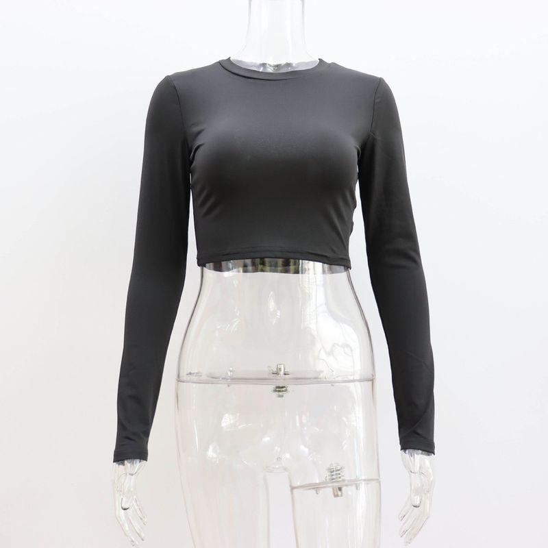 Long-Sleeved T-Shirt for Women, Fashionable Hot Girl Style, European and American New Autumn and Winter Base Shirt, Tight-Fitting Sexy Short Crop Top