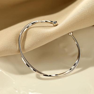 Offenes Mobius-Ring-Armband aus reinem S999-Silber mit glatter Oberfläche und Sandnagel, schlichtes und luxuriöses, vielseitiges Fuß-Silberarmband für Mädchen