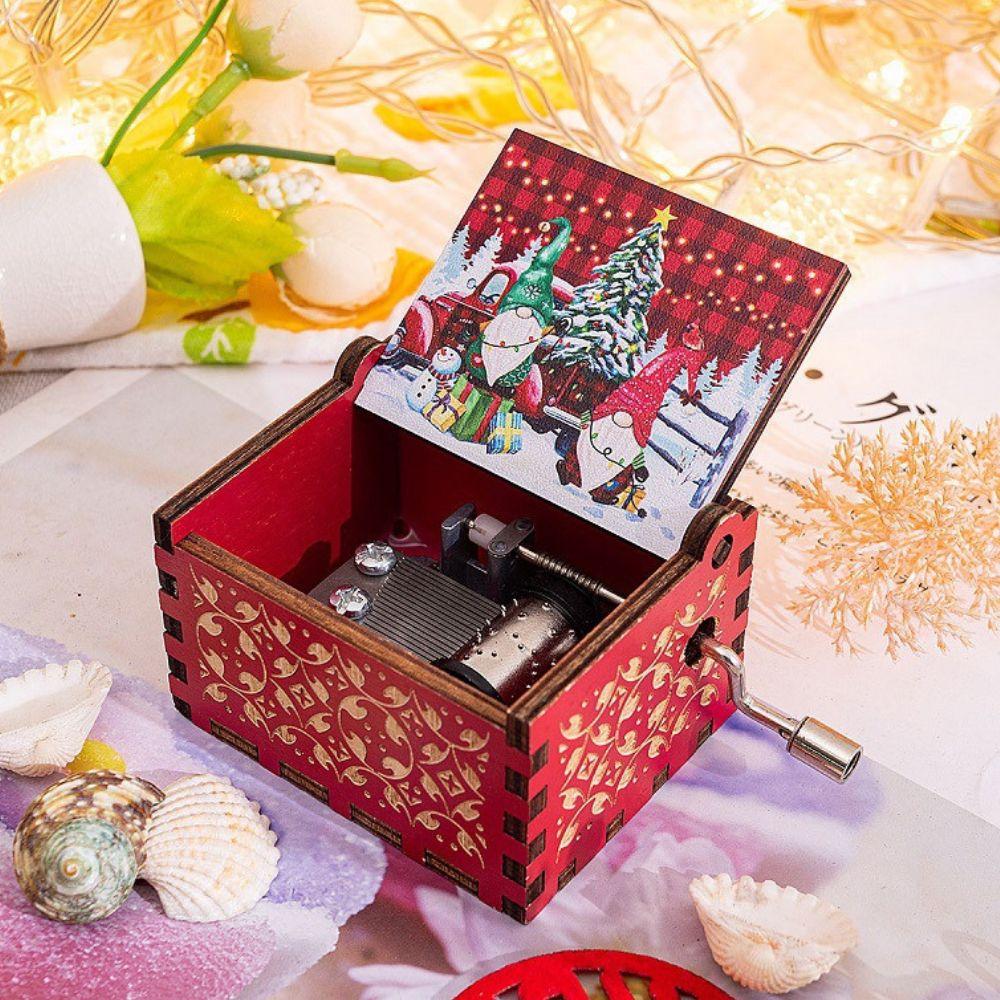 Wooden Hand Crank Music Box Anime Theme Halloween Merry Christmas Decoration Home Christmas Birthday Gift