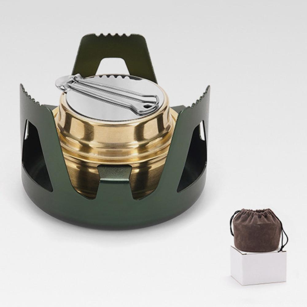 

Brass Aluminum Alloy Mini Alcohol Stove Ultralight Picnic Burner Outdoor Stove Picnic Tool зелёный