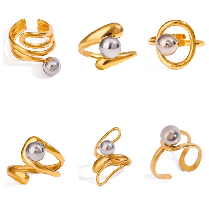 Anello Moderno Minimalista Vuoto Linea Irregolare Misura Flessibile Accessorio in Acciaio Inossidabile Per Occasioni Casual O Formali