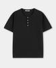 EXCONTAINER Henley Neck Waffle Half Sleeve (Black)