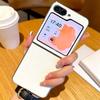 Solid Color Lychee Texture Phone Case For Samsung Galaxy Z Flip7 FE Flip 7 6 5 Electroplating Silver Plating PC Protective Cover