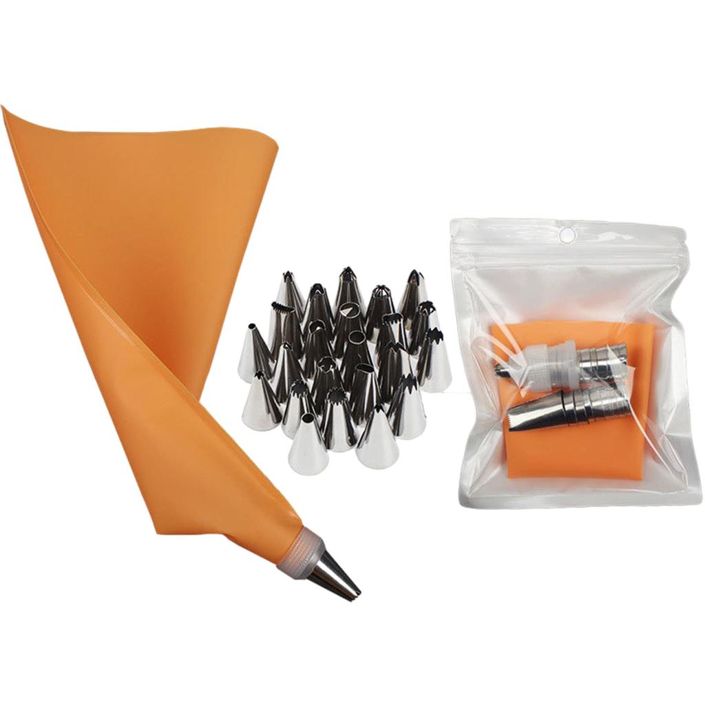 26pcs Pastry Bag Cake Decorating Tools Kit Stainless Steel Cake Nozzle Silicone Piping Bag For Bakery Confectionery Equipment