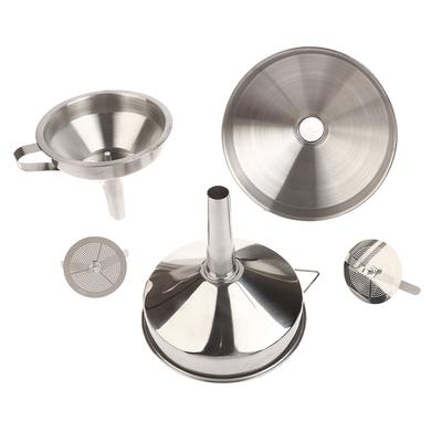 10cm 12cmn 14cm Acier Inoxydable 304 Entonnoir Cuisine Ménage Distributeur d'Huile Vin Liquide avec Maille Passoire Amovible