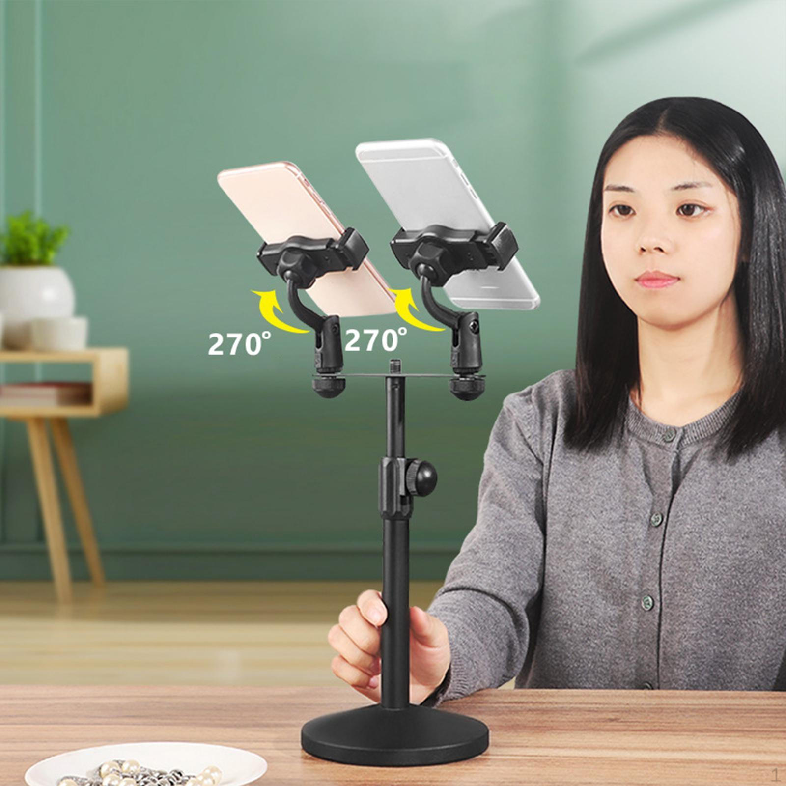 

Подставка для телефона для стола Двойной держатель Удобный зажим-клипса Стабильное Портативное Вращающееся крепление