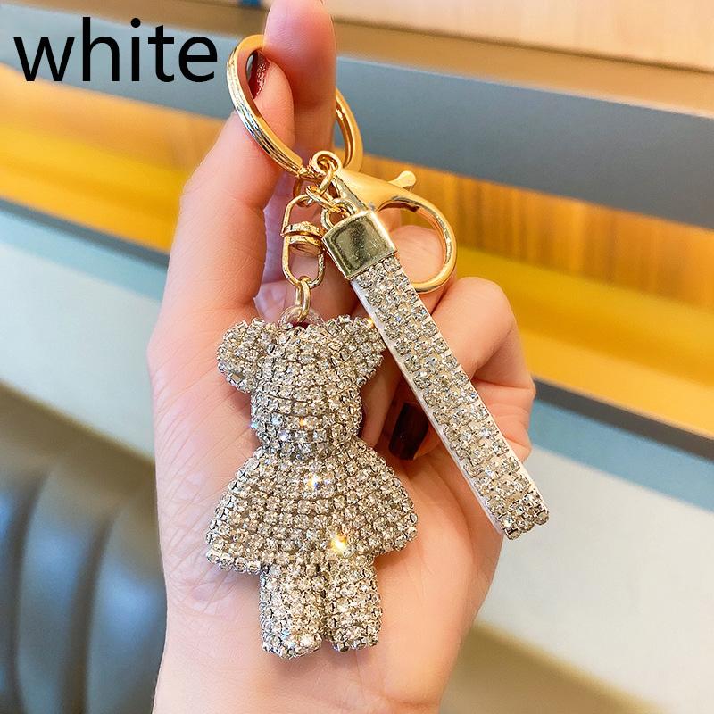 High Quality Animal Rhinestone Keychain Belt Car Key Box Pendant Luxury Rhinestone Bear Bag Keychain Women Bag Pendant Girl