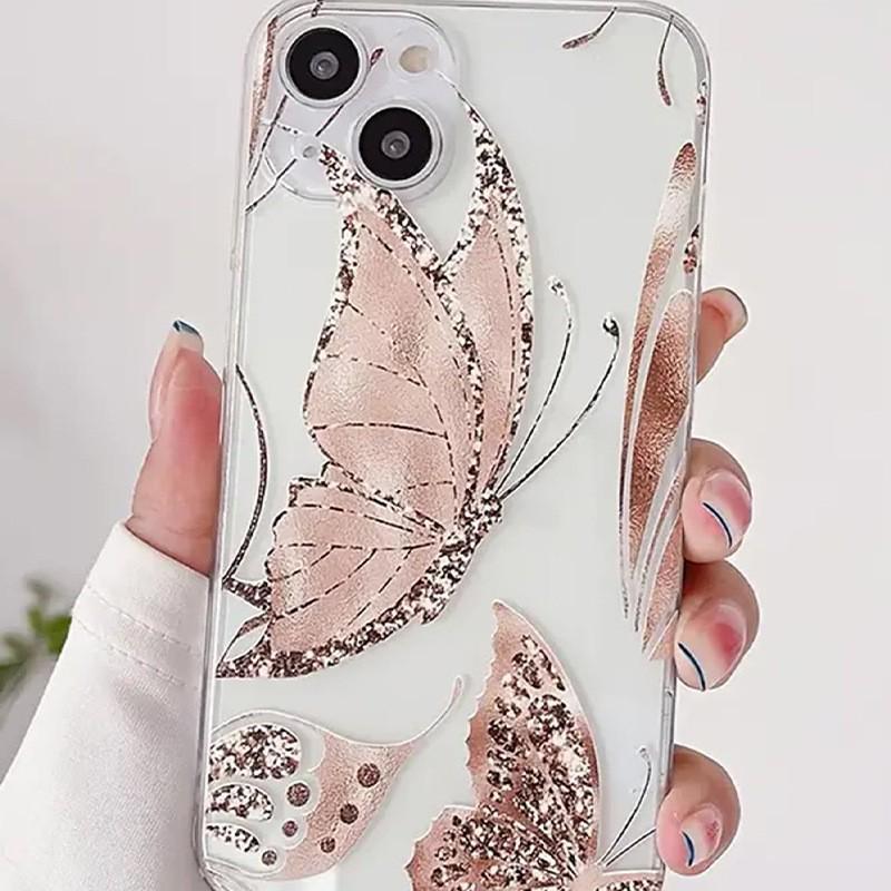 

Прозрачный чехол с золотой бабочкой для Apple iPhone 16/15/14/13/12/11 iPhone 14 Pro Max